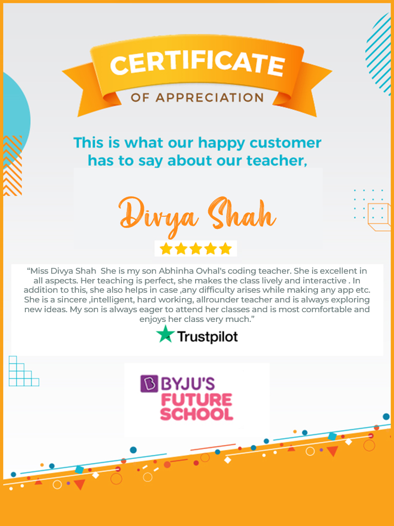 Byju's Certificate of Appreciation