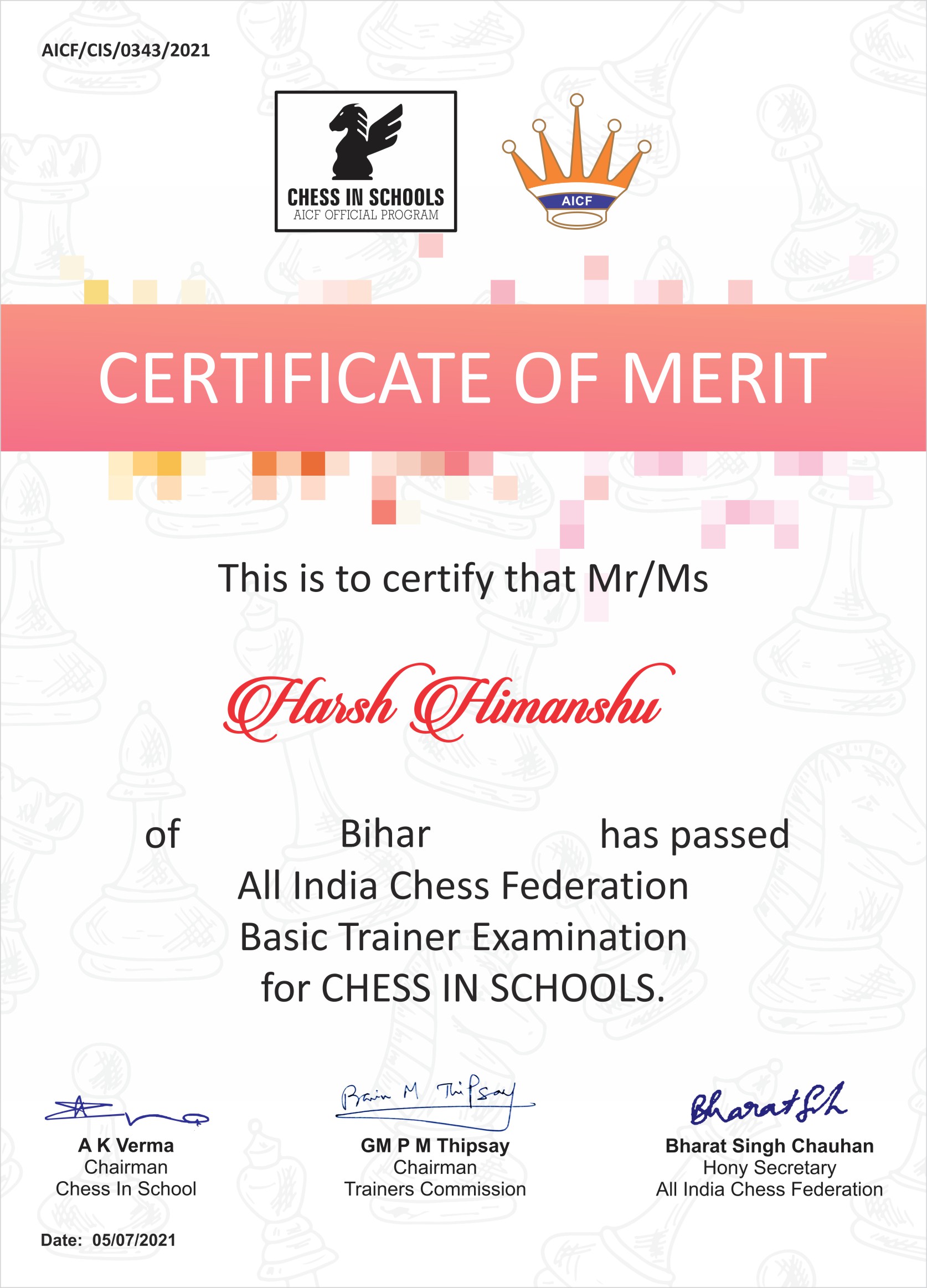 Certificate of Merit