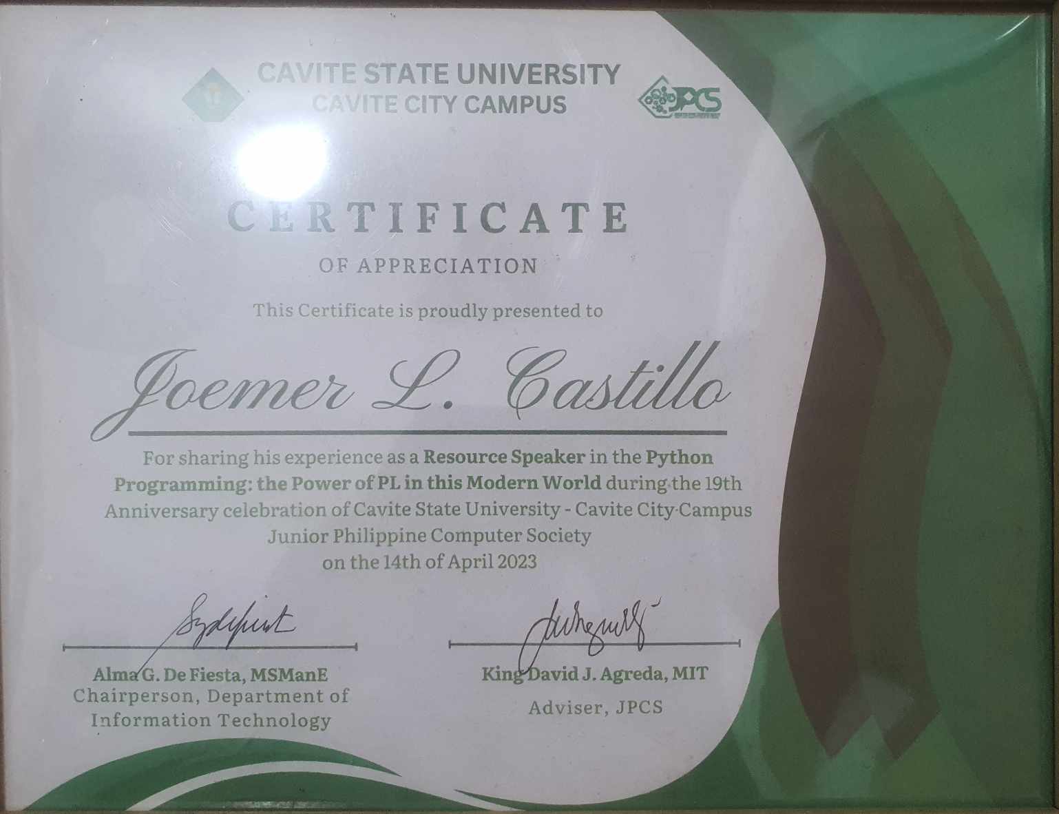 Certificate of Appreciation_State University