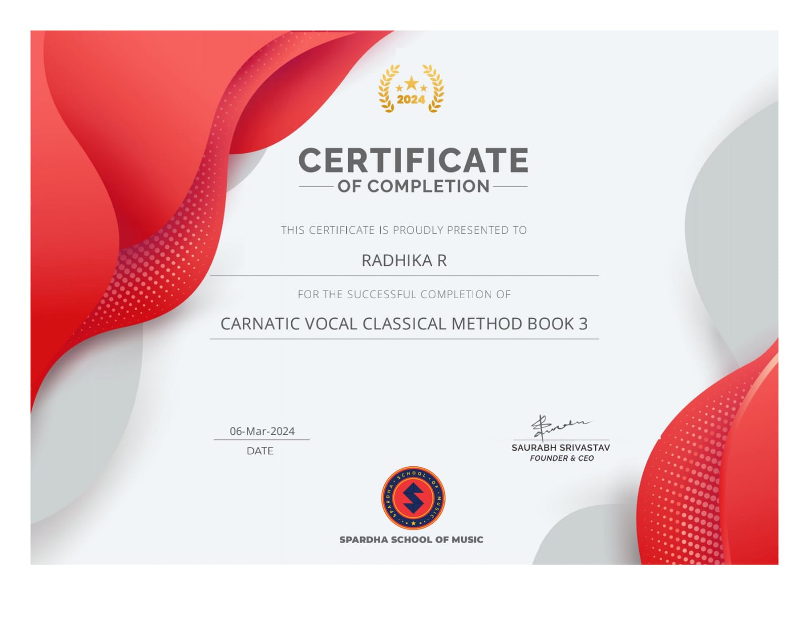 Certificate of Completion