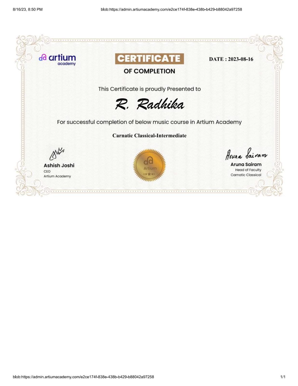 Certificate